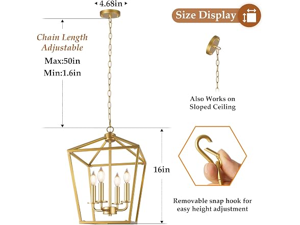BrightHome B0FDH1LPDK Gold Farmhouse Chandelier