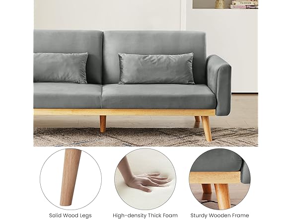 DKLGG Grey Futon Sofa Bed
