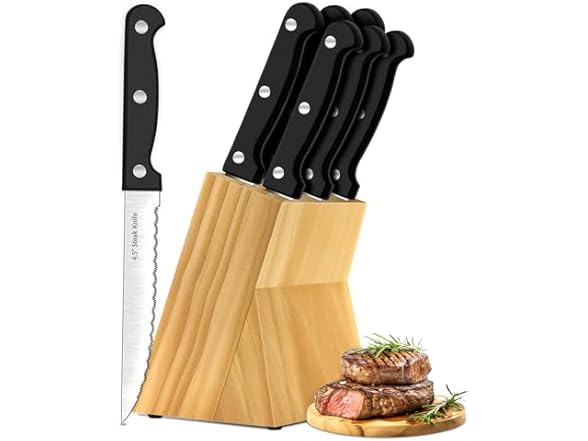 7 Pieces Steak Knife Set with Block