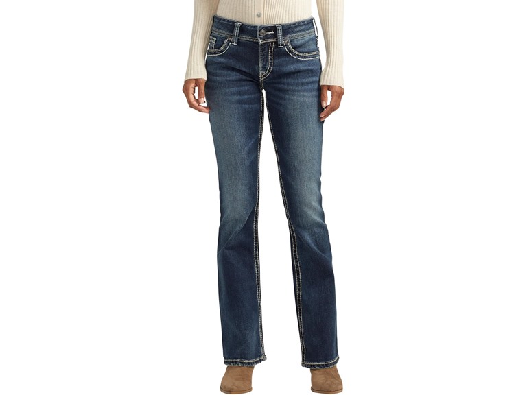 Silver Jeans Co. Women's Suki Mid Rise Curvy Fit Bootcut Jeans, Indigo, 34W x 34L