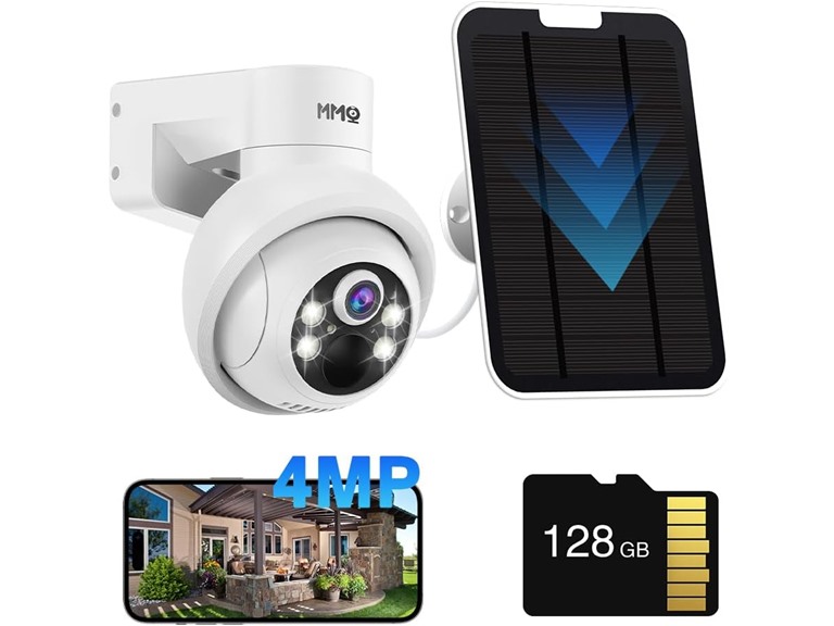 4MP PTZ Wireless Security Camera with Solar Panel & 128GB Card