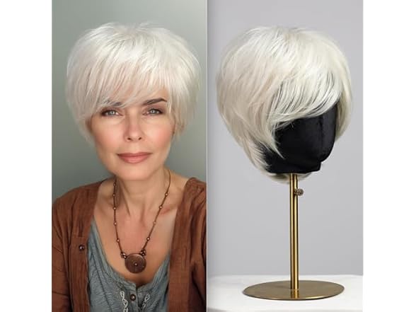 White Pixie Cut Wig for Women