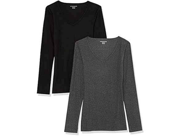 Amazon Essentials Women's V-Neck Knit Rib Shirts 2 Pk - Gallery 6