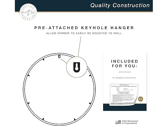 MCS Master & Co. Modern Metal Round Wall Mirror