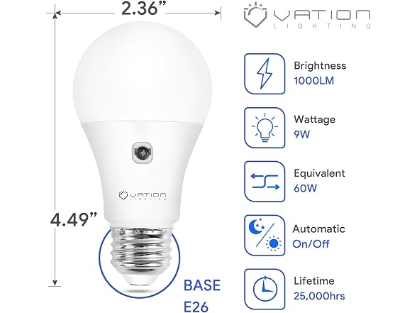 6-Pack Dusk to Dawn Sensor LED Light Bulbs