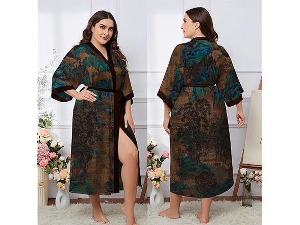 Kihnop Women's Floral Long Kimono Robe