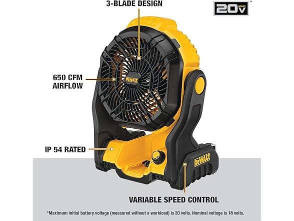 DEWALT DCE512B 20V MAX Cordless Jobsite Fan