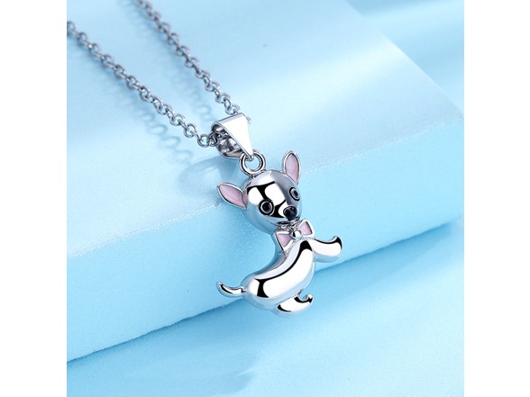 Chihuahua With Pink Bowtie Dog Necklace
