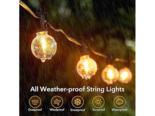 Brightown Outdoor String Lights, 100FT 50+2 G40 Bulbs