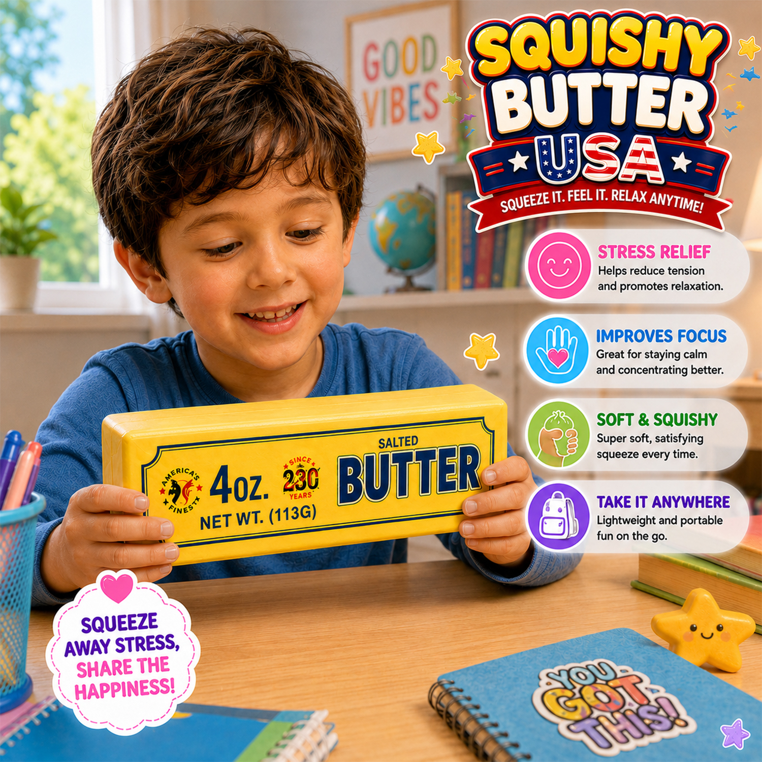 Twilight Squishy Sensory Toys Jumbo Butter USA, 3PK - Gallery 8