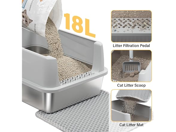 Exovyn Stainless Steel Litter Box with Lid