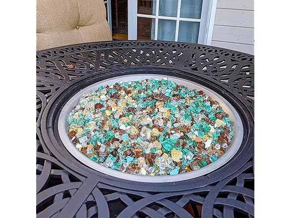 Grisun Fire Glass Mixed Color for Fire Pit, 1/2 Inch 10lbs