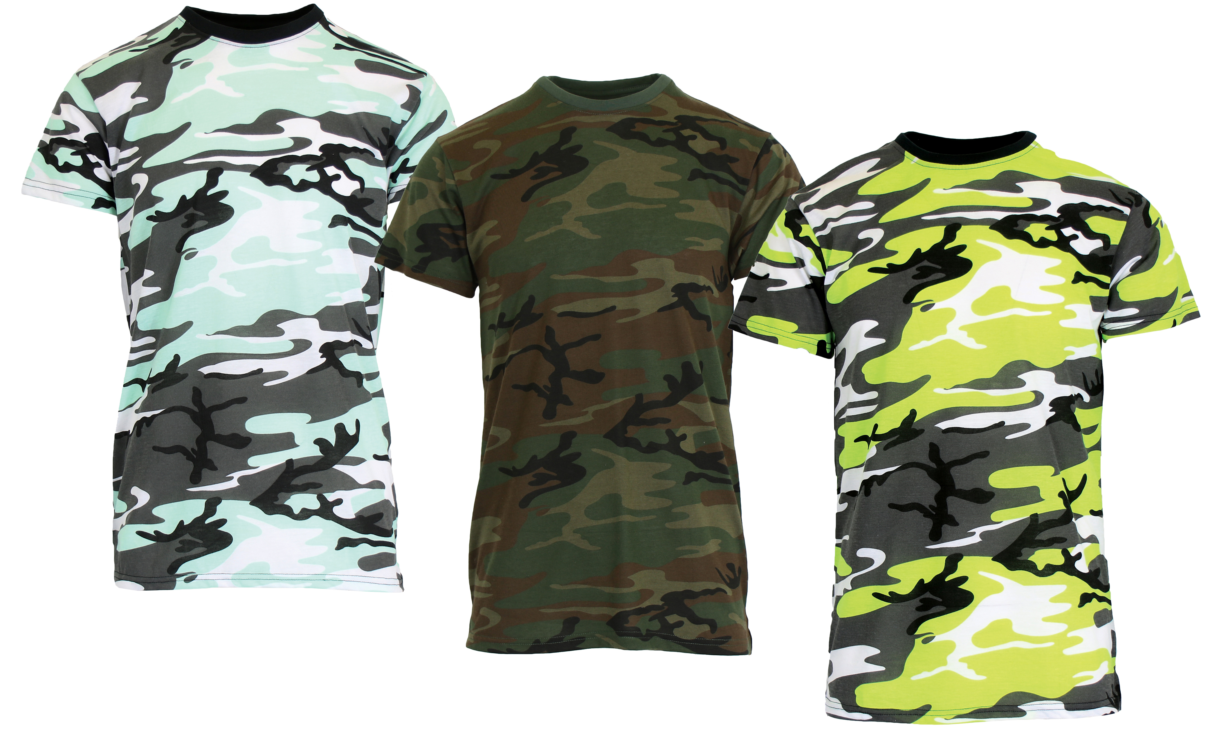 1 & 3Pk Womens S/S Crew Neck Camo Tee - Gallery 35