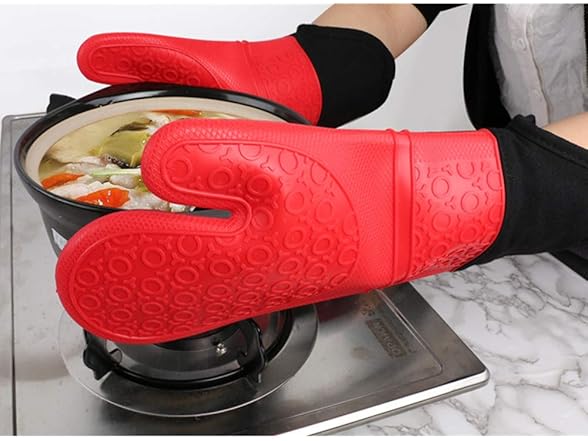 WeTest Silicone Oven Mitts with Quilted Liner