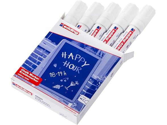 edding 4090 chalk marker - white - 5 chalk pens