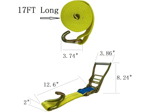GXTOOL Ratchet Tie Down Strap - 2 Pack 2" x 17'