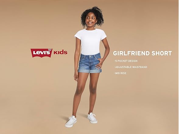 Levi's Girl's Girlfriend Fit Shorty Shorts,14