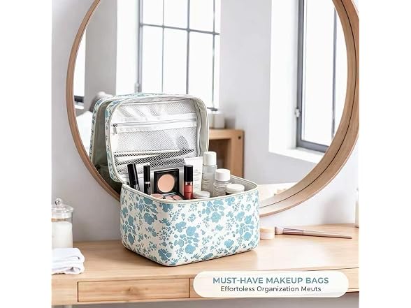 3 Pcs Quilted Makeup Bag Set