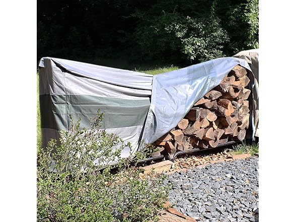 Sunnydaze Decor Log Rack Cover Gray/Green 8 Ft