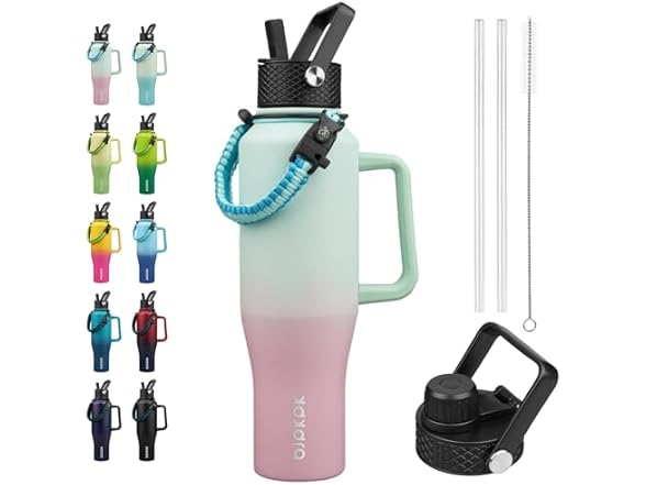 BJPKPK 40oz Insulated Water Bottles with Straw Lid