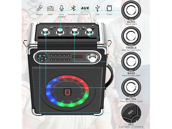 JAUYXIAN PA Speaker 2 Wireless Mics