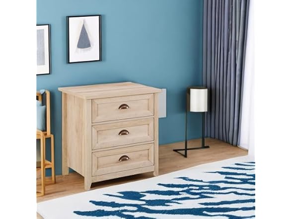 Walker Edison Hazel Modern Farmhouse 3 Drawer Nightstand