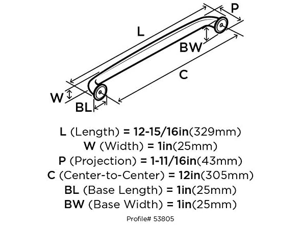 Amerock | Appliance Pull | Polished Nickel | 12 inch