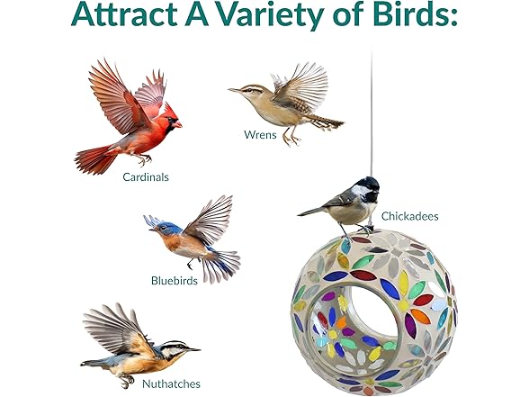 Sunnydaze 6" Glass Mosaic Bird Feeder