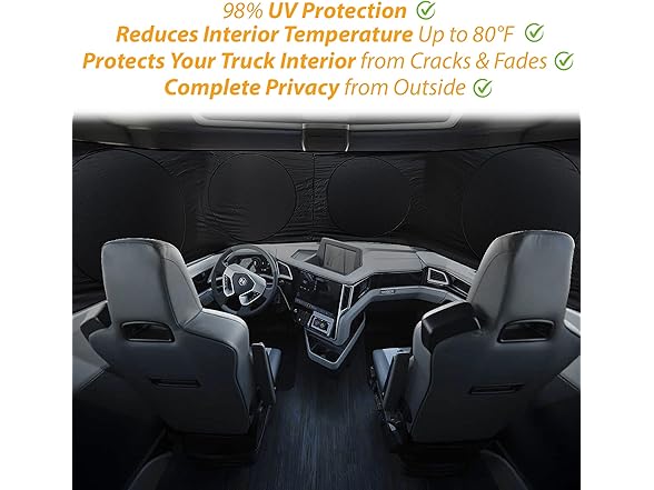 Zone Tech SS0025 Semi-Truck Sunshade for Windshield Grey