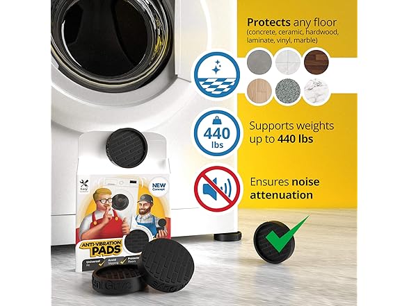 Silent Guys Anti-Vibration Pads, 4-Pack
