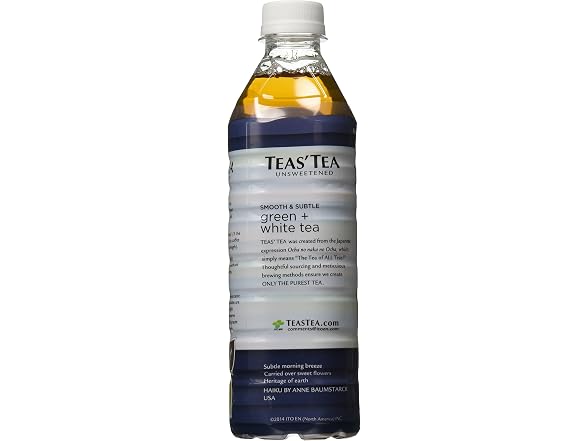12PK Teas' Tea Unsweetened Green + White, 16.9 oz