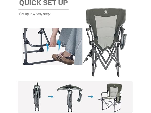 EVER ADVANCED Green Camping Chair 2 Pack