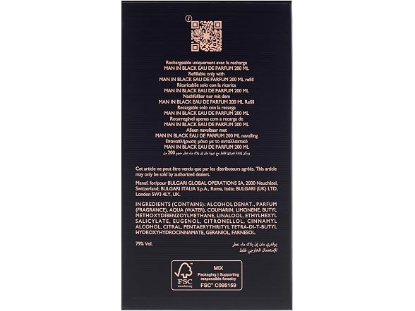Bvlgari Man In Black EDP 3.4 oz Refillable