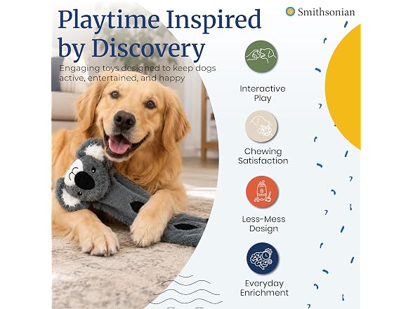 Smithsonian Long Animals Dog Toy – Stuffing-Free Large Koala