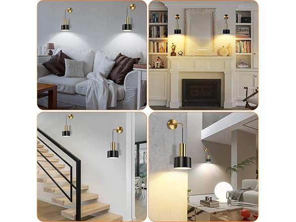 VerRon Set of 2 Battery Operated Wall Sconces, Black