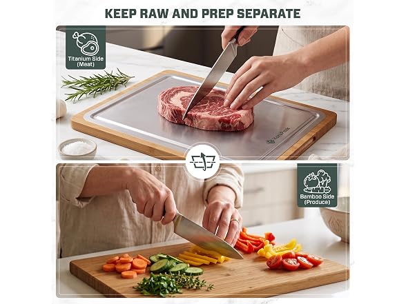 Double-Sided 100% Titanium Cutting Board