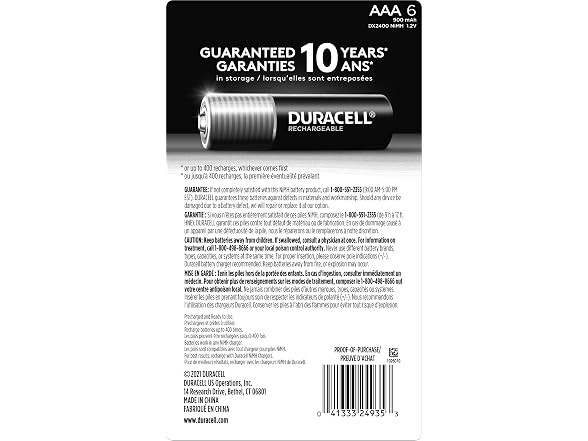 (6 Count) Duracell Rechargeable AAA Batteries