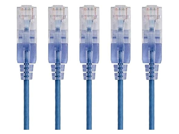 Monoprice Cat6A 20ft Blue 5-Pk Patch Cable