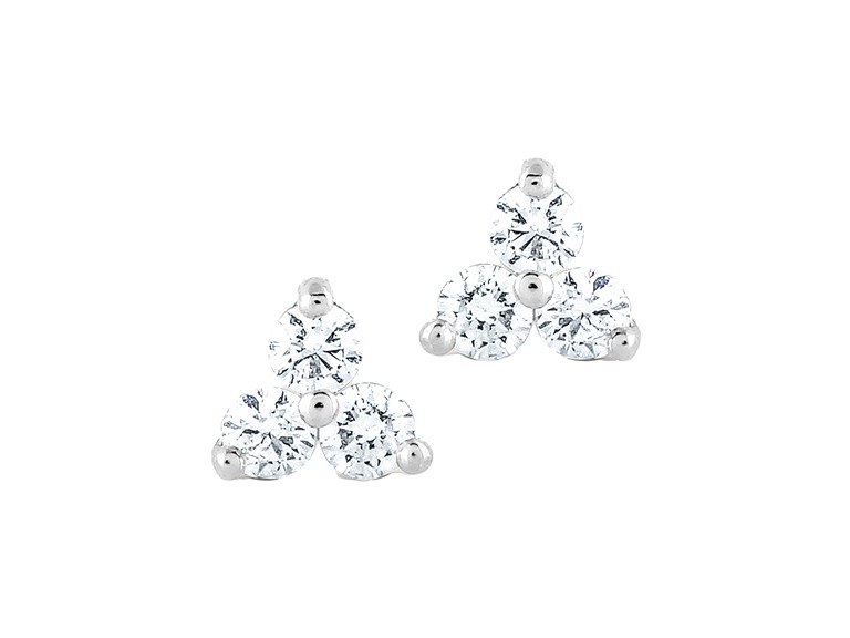 PAJURE MCE9171W-14LBDIA 14k Gold Diamond Triplet Stud Earrings