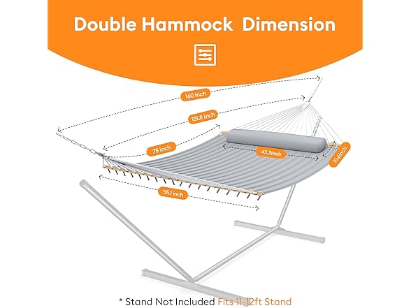 Everyfun Double Hammock with Spreader Bar