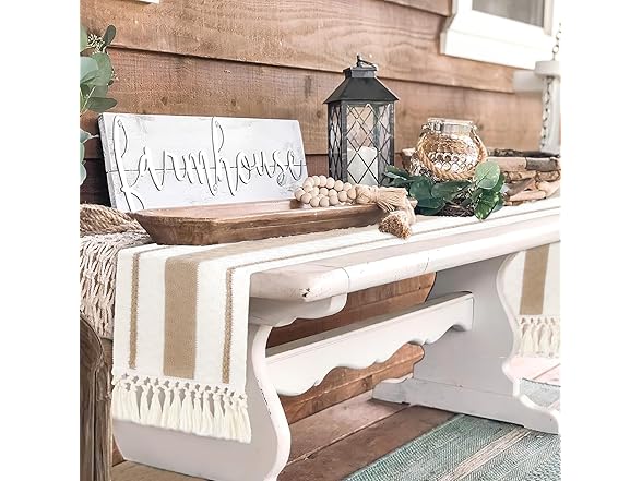 B-COOL Farmhouse Table Runner Macrame Décor