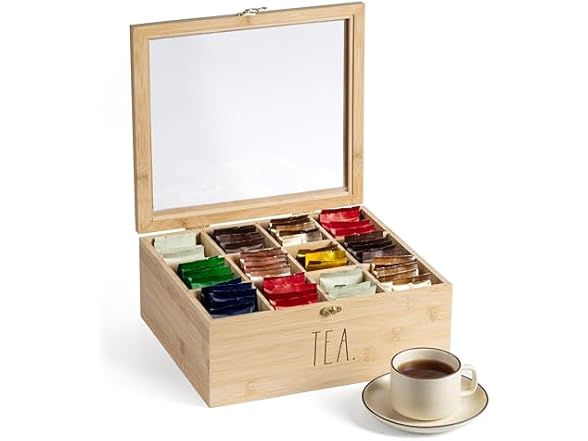 Rae Dunn Tea Bag Organizer Bamboo