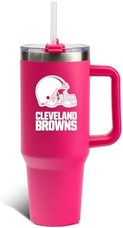 The Memory Company Officially Licensed NFL 40oz Game Day Tumbler - Double Wall Insulated Stainless Steel Travel CupPink, Football Fan Drinkware with Leak-Proof Lid, For Hot & Cold Beverages