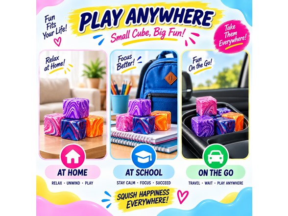 Squishy 2.2" Cube Sensory Toy Tie-Dye