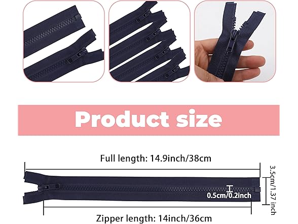 YAKA 4PCS #5 5 inch Separating Jacket Zippers Blue