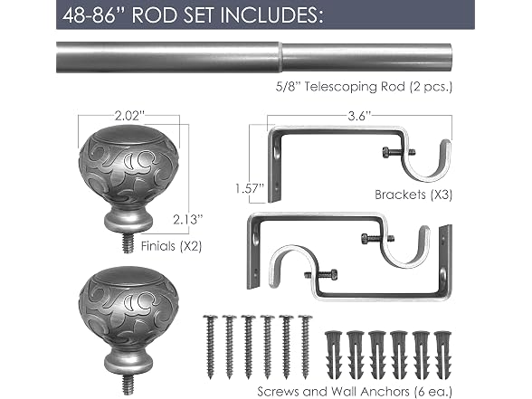 Decopolitan Sorrento Curtain Rod 48-86in