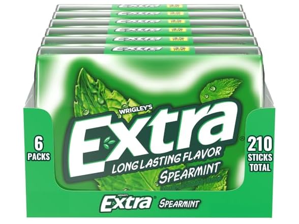 EXTRA Spearmint Sugar Free Chewing Gum, 6 Pack