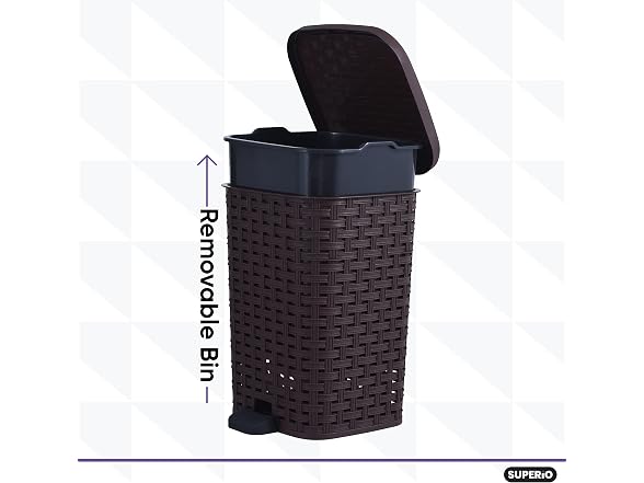 Superio Mini Trash Can with Foot Pedal  6 QT 4 Pack