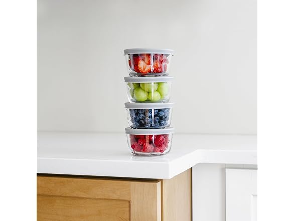 8-Piece Glass Food Storage Containers Set Grey