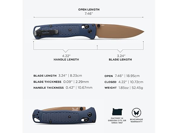 Benchmade Bugout Knife - Crater Blue Grivory - Cerakote Finish - Gallery 5